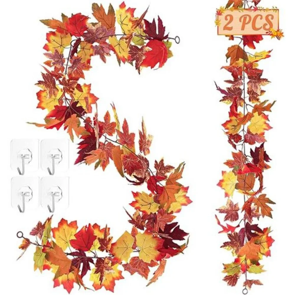 2 PCS Fall Decor, 11.8FT Fall Garland for Mantle, Fall Decorations for Home